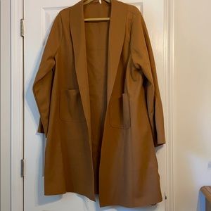 SHEIN Camel Long Sleeve Coat Plus Size